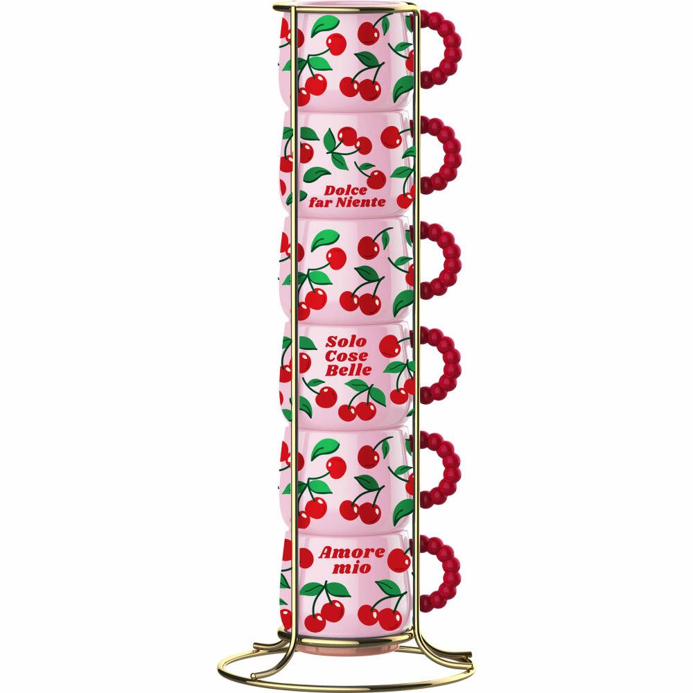 BIALETTI Mercato Della Frutta mit Metallgestell Cherries, Porzellan