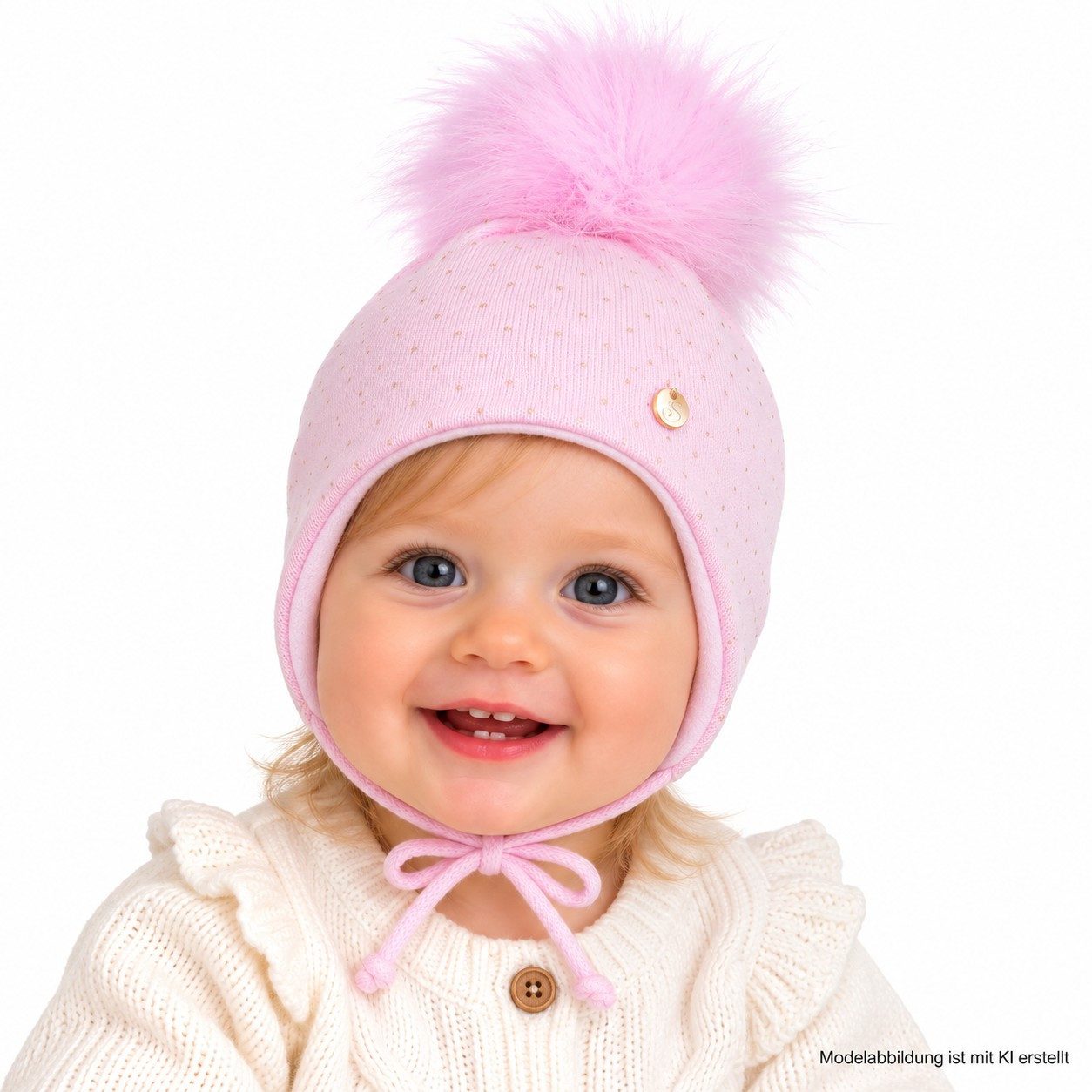 Smarilla Strickmütze Babymütze Wintermütze Strickmütze Bindemütze Bommelmütze