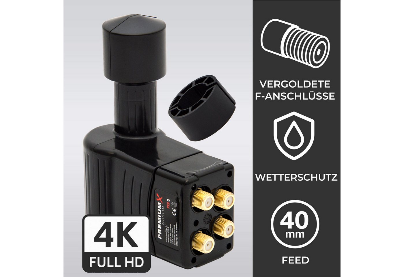 Thumbnail - PremiumX Rocket Quattro LNB PXR-Q 3° Grad Slim Multifeed für Multischalter Monoblock-LNB
