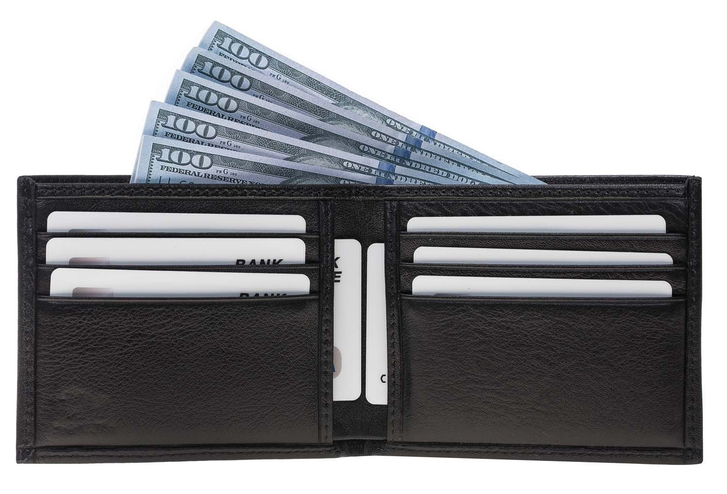 Solo Pelle Geldbörse Herren Leder Geldbörse Houston, 6 Kreditkartenfächer, 2 Scheinfächer