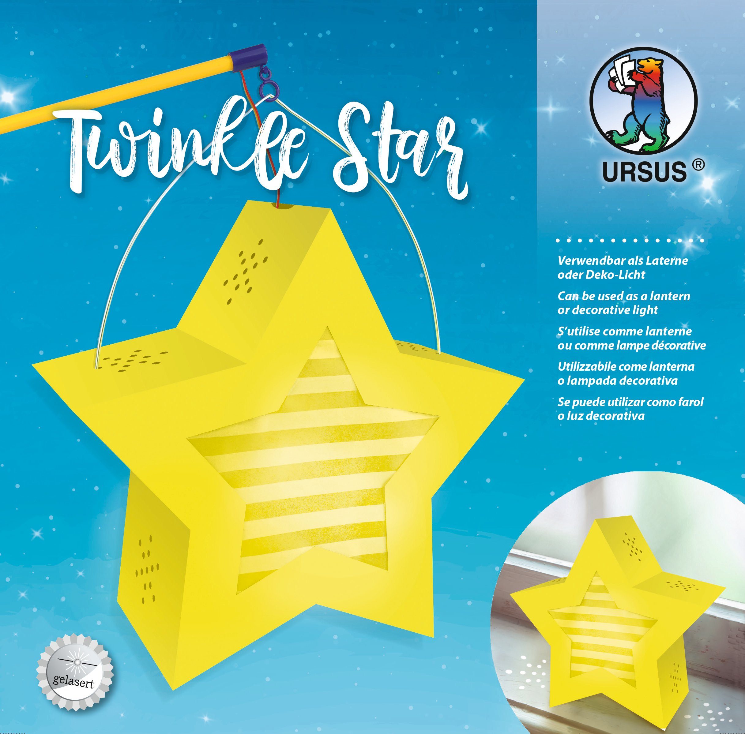 Papierlaterne Bähr - Gelb Star, Twinkle cm 19 Ursus Ø Ludwig