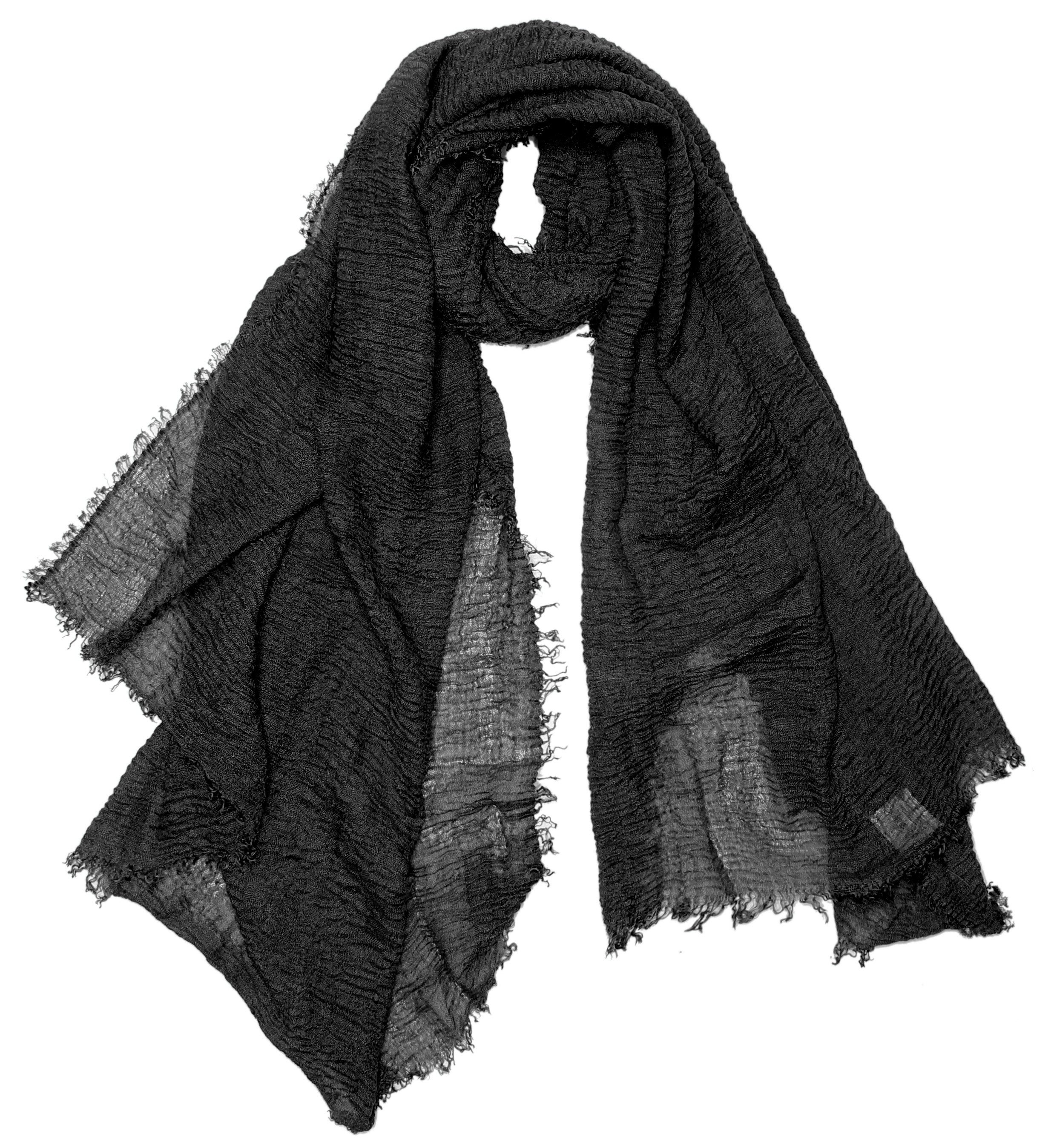 dy_mode Modeschal Damen Schal in Unifarben Halstuch Schultertuch Weicher Stoff, feine Fransen