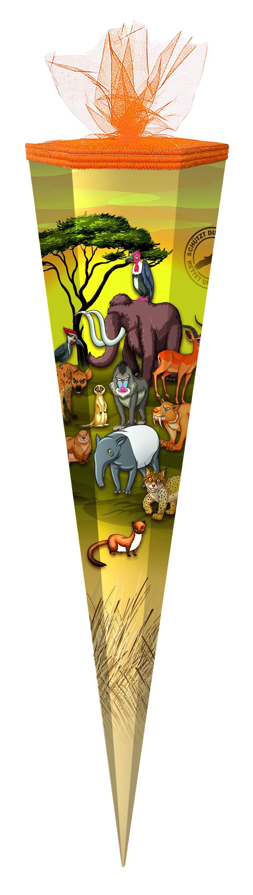 Verpackungsmittel GmbH Markneukirchen Schultüte Schultüte / Zuckertüte / 85cm / eckig / "Tiere"