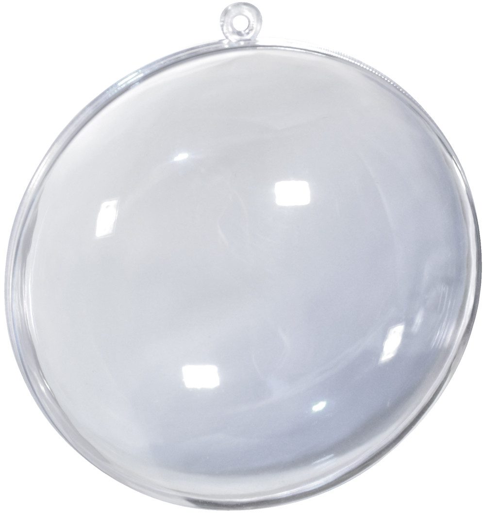 Möbius Creativ Weihnachtsbaumkugel KUNSTSTOFF-KUGELN teilbar, transparent ca. 50mm/5cm. 5 Stück.