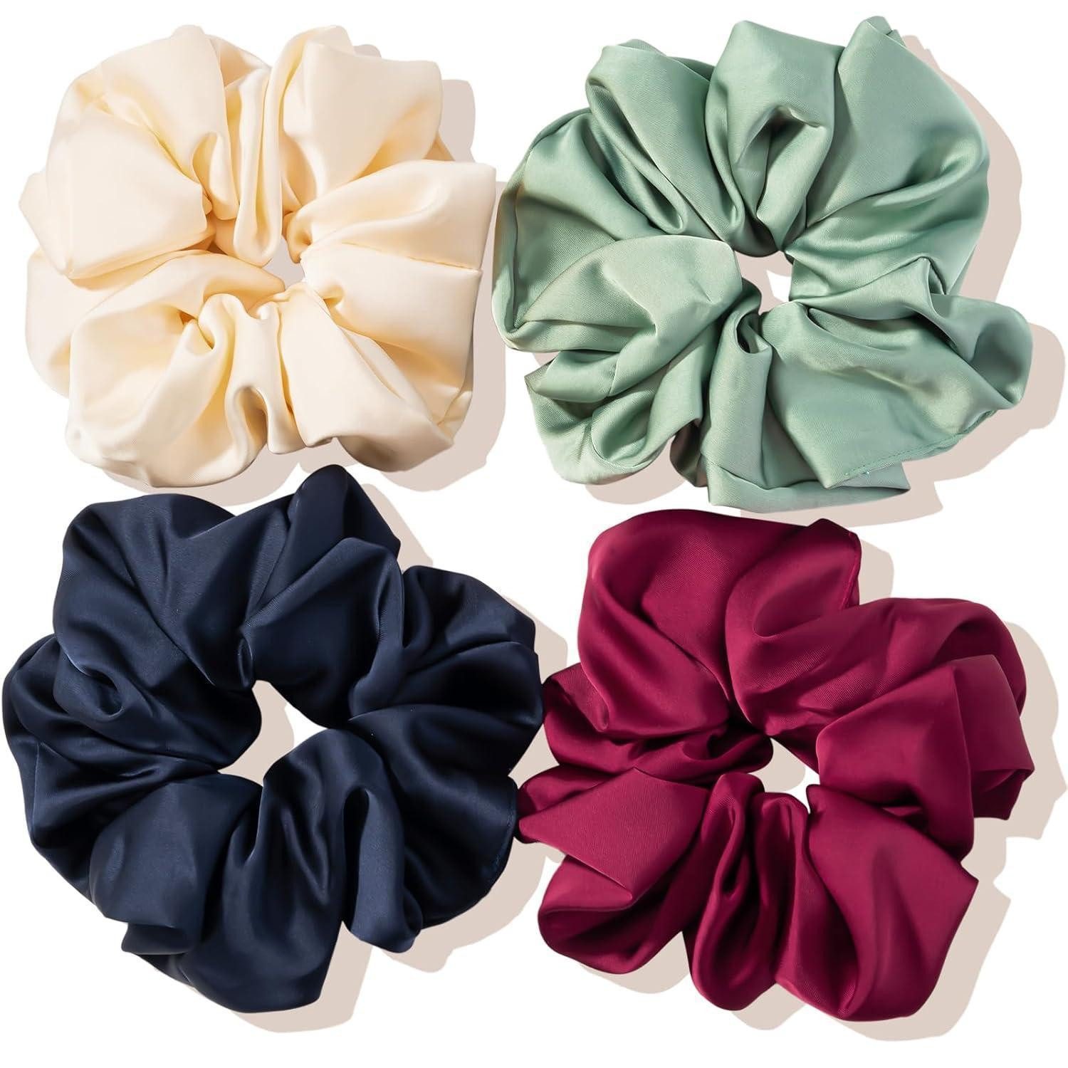Haargummi Große Seide Haargummis Scrunchies Satin Damen Mädchen 4 Farben
