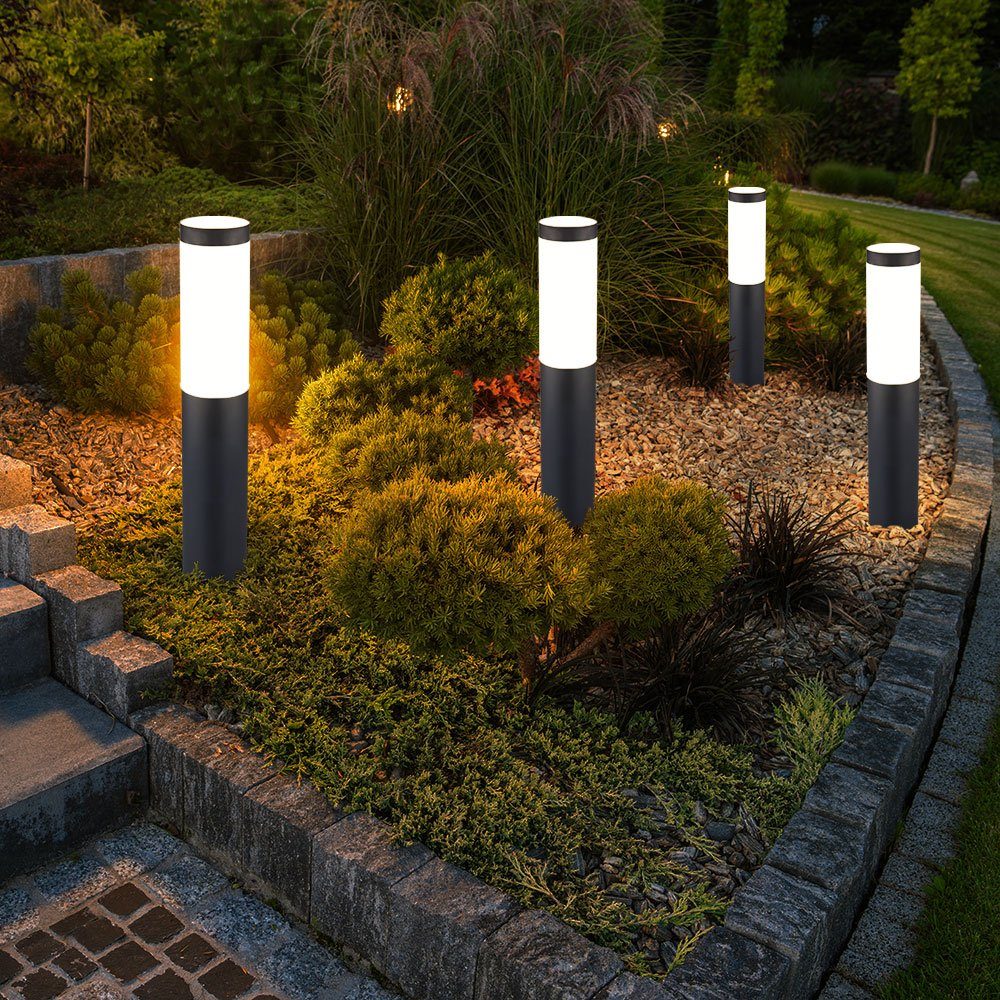 etc-shop LED Außen-Stehlampe, RGB Farbwechsel, Lampe Warmweiß, Garten inklusive, Set Sockel LED Leuchtmittel Außen DIMMBAR 2er