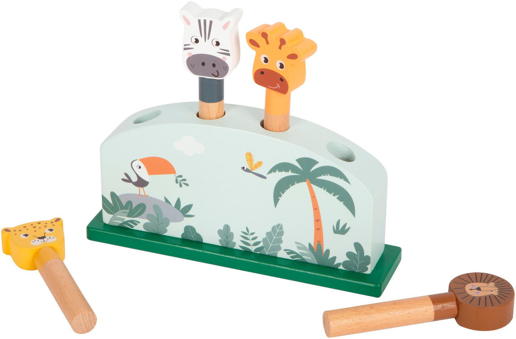 Small Foot Steckspielzeug Steckspiel Safari hüpfende Tiere