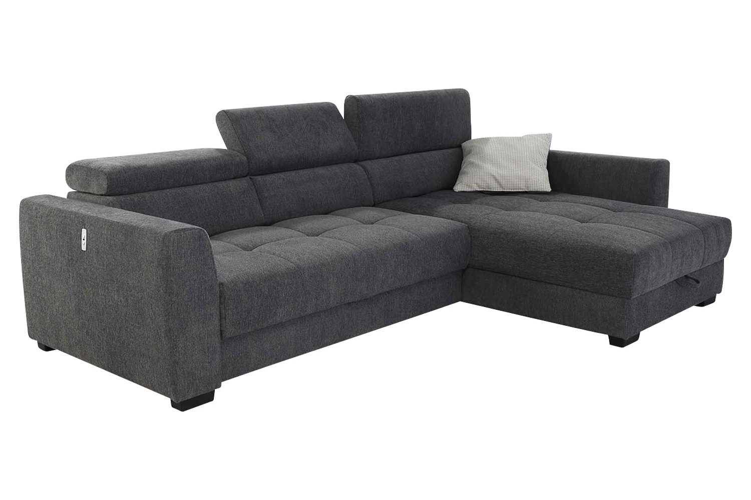 Jockenhöfer Gruppe Ecksofa SAN MARINO, Dunkelgrau, Webstoff, Bettkasten, Sitztiefenverstellung, Kopfteilverstellung, B 300 x T 196 cm
