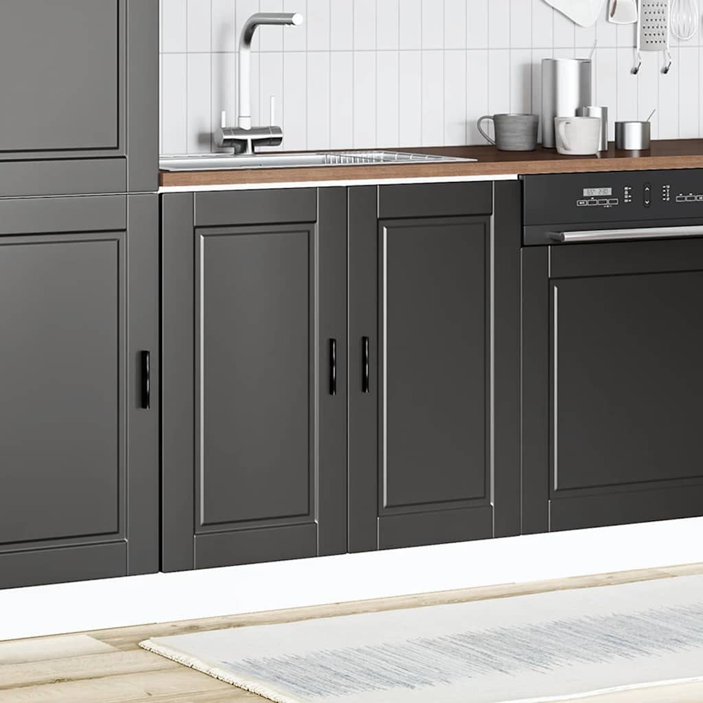 vidaXL Schrankmodule Spülenunterschrank Porto Schwarz 80x46x81,5 cm Holzwerkstoff