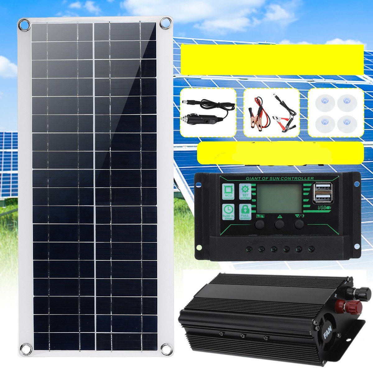 Insma Solaranlage, 30W Solarpanel + 100A Solarladeregler,1000W  Wechselrichter