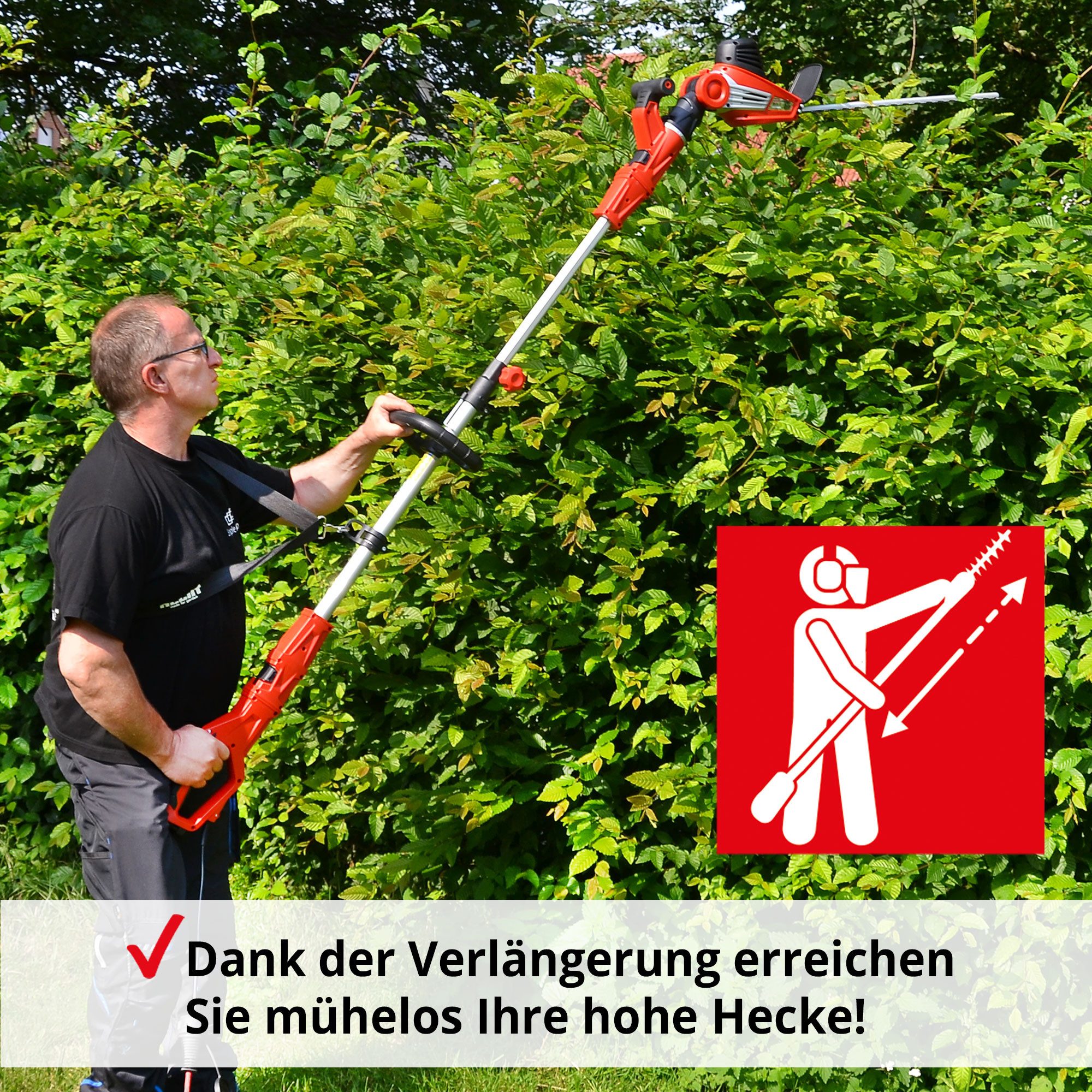 Hecht Teleskop-Heckenschere Elektro 675 mit 51cm Schnittlänge 750W, bis 4 m Arbeitshöhe, 28 mm Schnittstärke – Bild 5 von 5