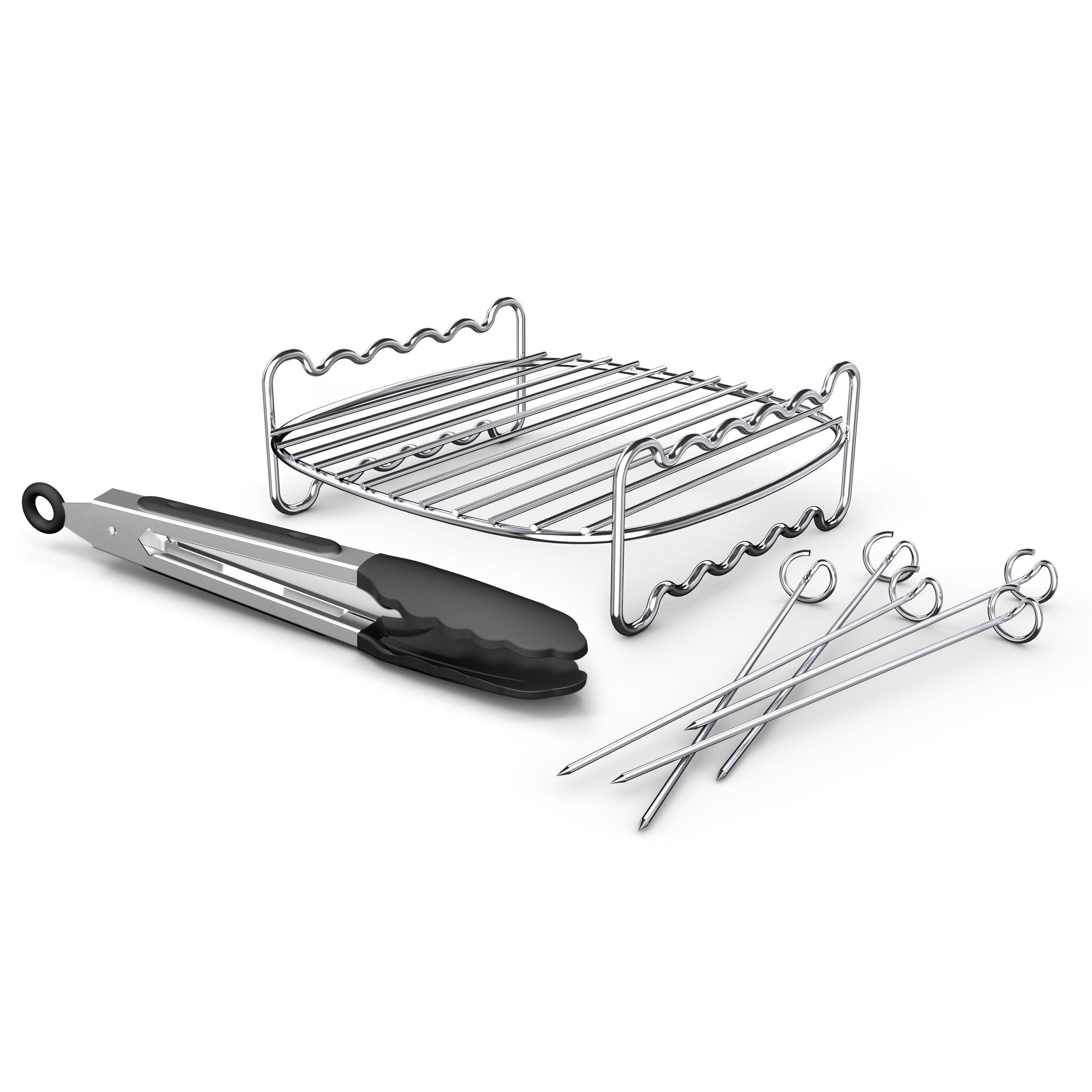 Philips Airfryer-Grillrost HD9920/00 für Airfryer 6,2L, 8,3L, 9L (7-St., Grillrost, 5 Spieße u.Zange im Lieferumfang), mit 2 Ebenen, HomeID App und spülmaschinenfesten Teilen