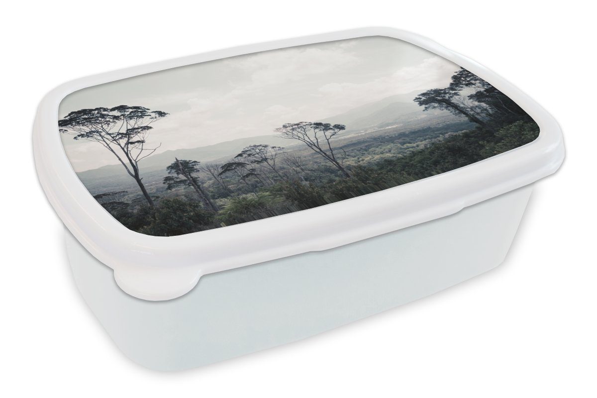 MuchoWow Lunchbox Bäume - Luft - Natur, Kunststoff, (2-tlg), Brotbox für Kinder und Erwachsene, Brotdose, für Jungs und Mädchen weiß