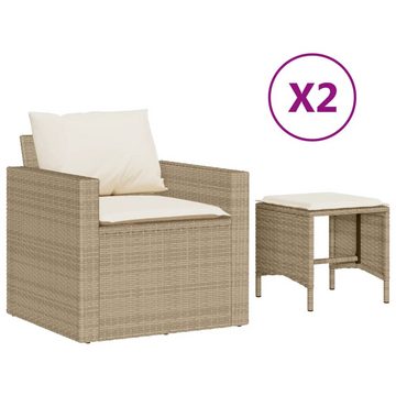 vidaXL Gartenlounge-Set 4-tlg. Garten-Sofagarnitur mit Kissen Beige Poly Rattan, (1-tlg)