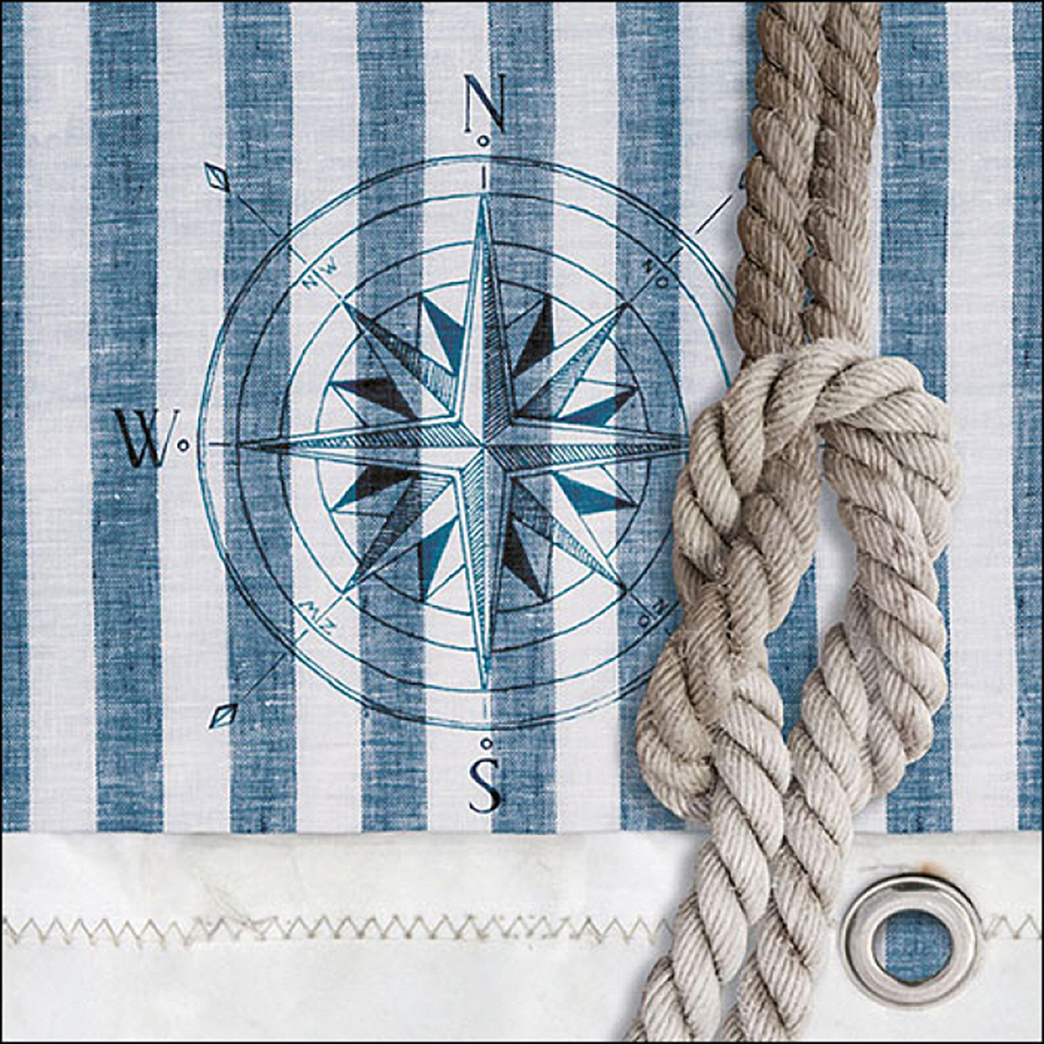 Ambiente Luxury Paper Products Papierserviette, Servietten Papier 33x33cm 3-lagig mit maritimem Kompass Motiv 20 Stück