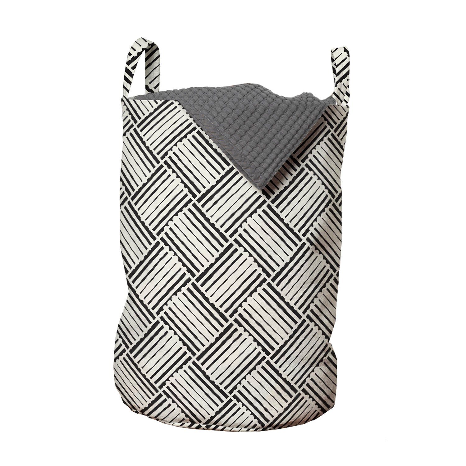 Abakuhaus Wäschesäckchen Wäschekorb mit Griffen Kordelzugverschluss für Waschsalons, Geometrisch freihändig Stripes