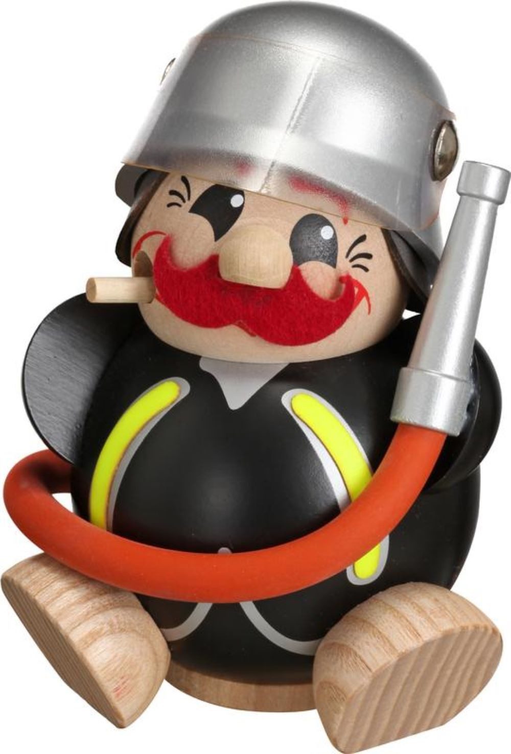 Seiffener Volkskunst Räuchermännchen Kugelräucherfigur Feuerwehrmann, 12 cm aus dem Erzgebirge