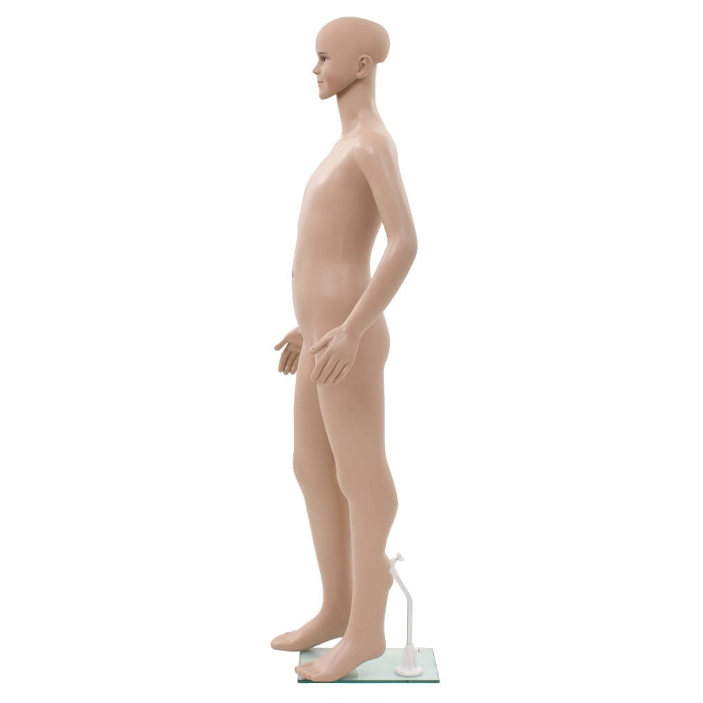 vidaXL Schneiderpuppe Ganzkörper-Schaufensterpuppe Kind mit Glassockel Beige 140 cm