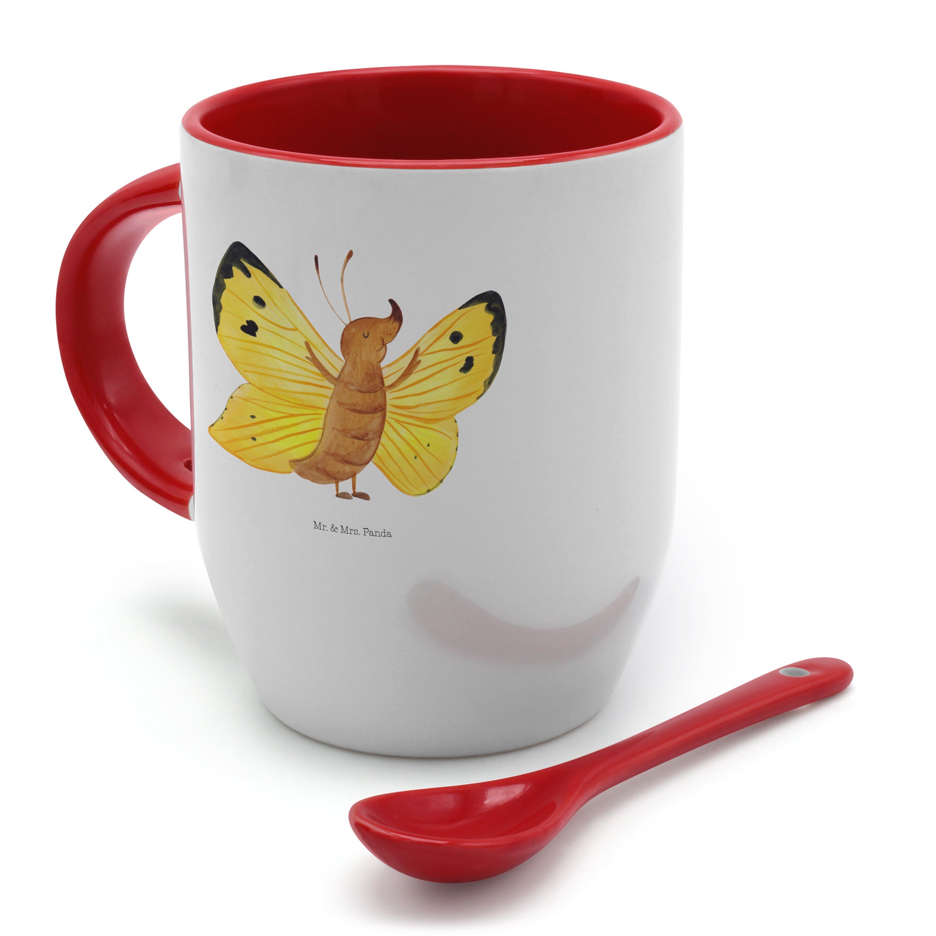 Zitronenfalter Gute Mr. & Tasse - - Geschenk, Panda Schmetterling Lau, Weiß Mrs. Keramik Selbstliebe,