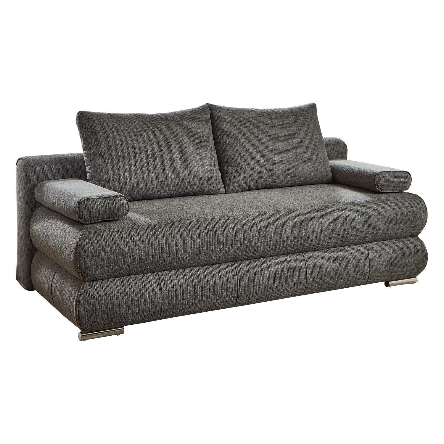 Sun Garden Schlafsofa BORNA, Grau, Stoffbezug, mit Kissen, Bettkasten, Gästebettfunktion, Bonellfederkern, B 195 x H 95 x T 74 cm