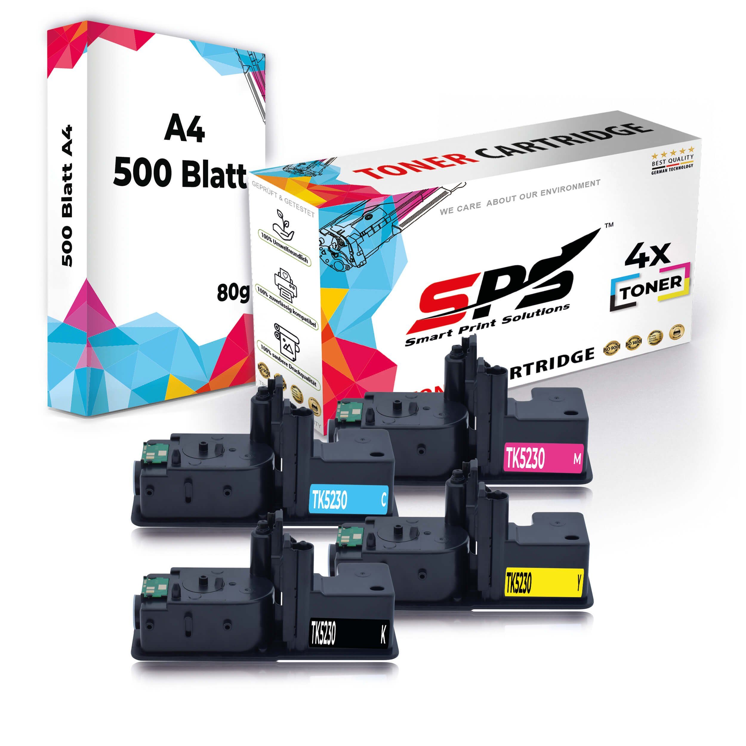 SPS Tonerkartusche Kompatibel für Kyocera Ecosys P5021CDN 1T02R90NL0, (4er Pack + A4 Papier, 4 x Toner (1 x Schwarz1x Cyan, 1x Magenta, 1x Gelb)