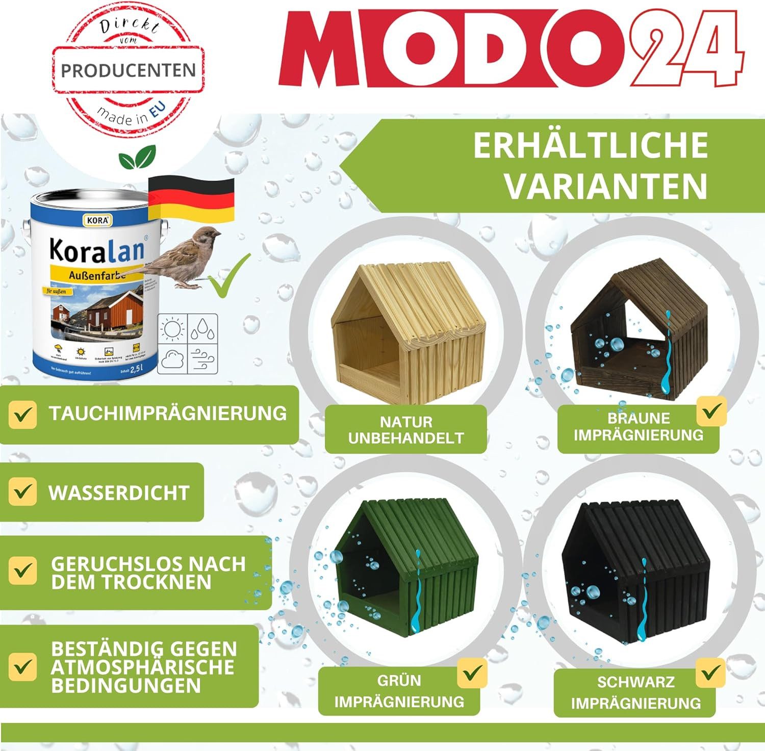 Modo24 Vogelhaus mit Ständer aus FSC® Holz, Vogelkäfig mit Dach, Wetterfest, Vogelfutterhaus für Garten Balkon, Futterstation für Vögel, Nistkasten