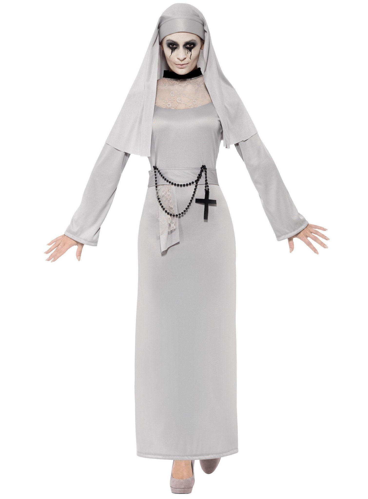 Smiffys Kostüm Geister Nonne Kleid - Halloween Kostüm Damen, Gespenstische günstig online kaufen