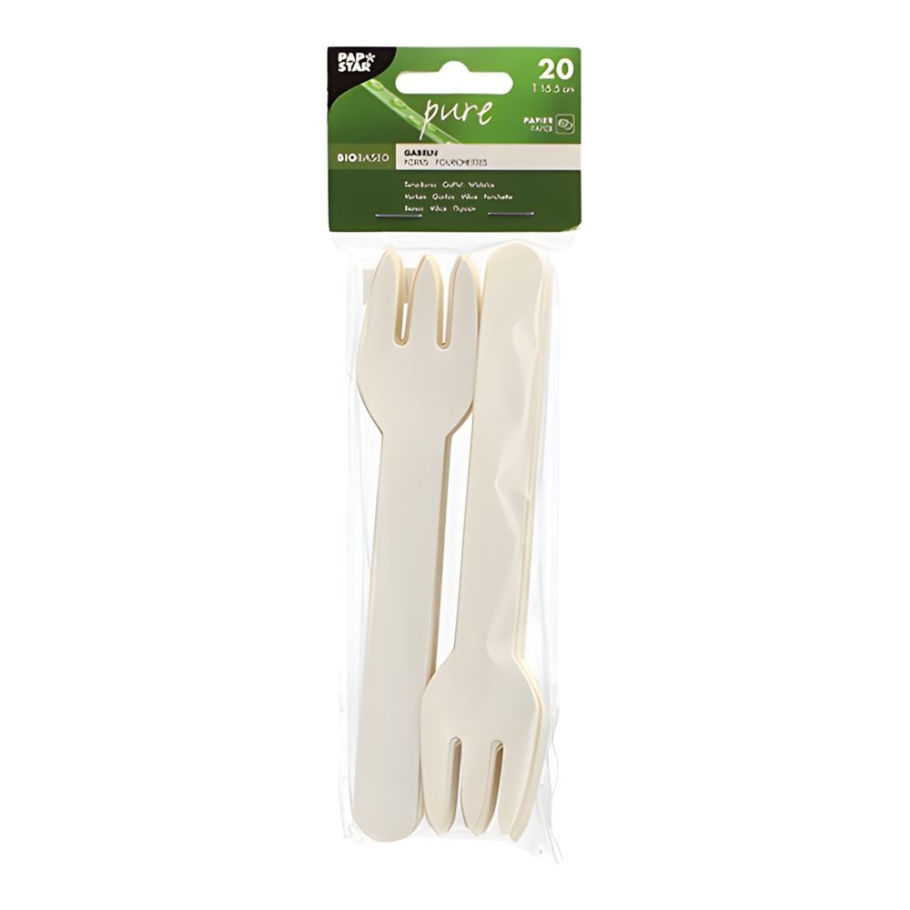 PAPSTAR Einweggabel Gabeln, Papier pure 15,5 cm weiss 400 Stk