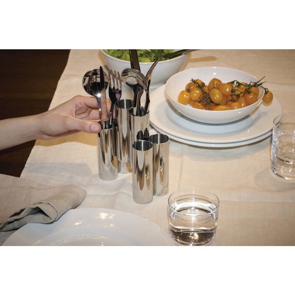 Alessi Besteckhalter Besteckbehälter 13x15 cm Canale edelstahl, Besteckbehälter, 13,10cm, Edelstahl