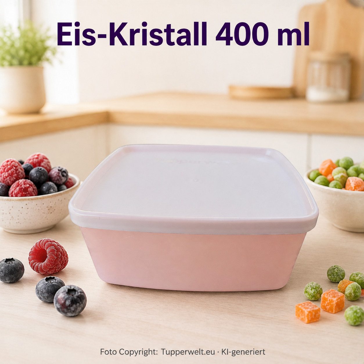 TUPPERWARE Vorratsdose TUPPERWARE Gefrier-Behälter 400 ml Rosa Eiskristall