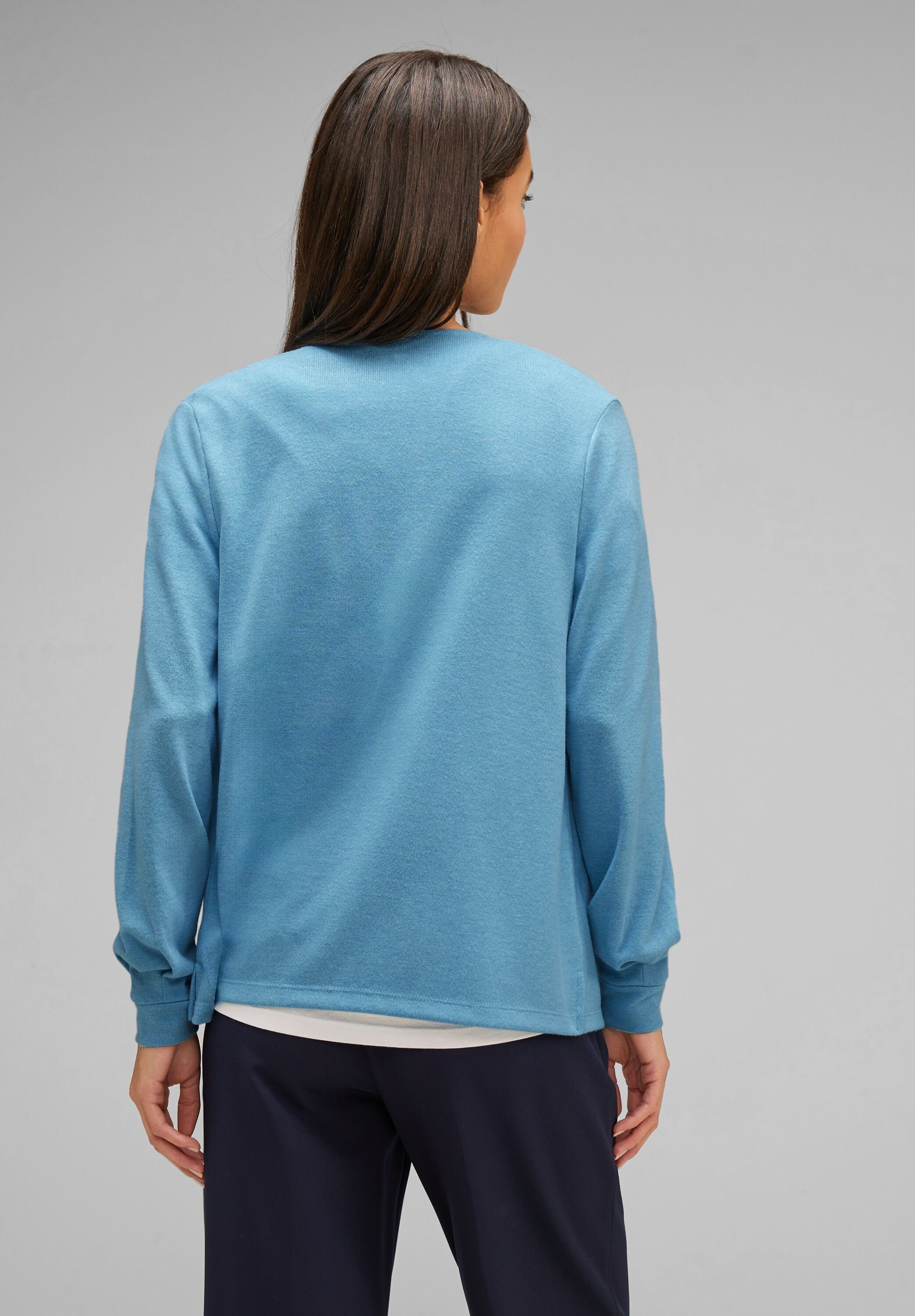 STREET ONE new Shirtjacke QR light Style im LTD blue aquamarine offenen Jacy mel. Design Shirtjacke