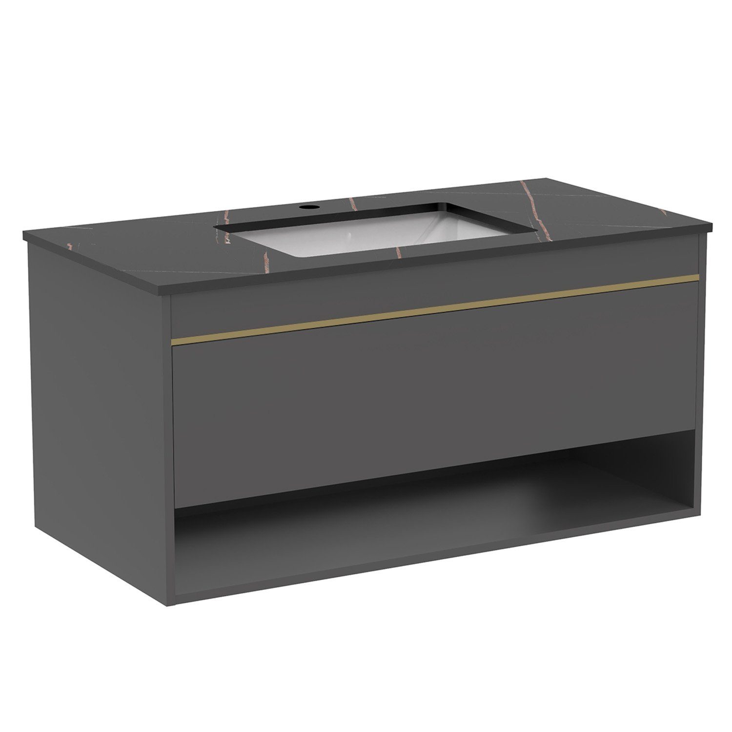 duschspa Waschtisch 60/80/100 cm Badmöbel, Felsplatte-Becken, Sperrholzplatte Unterschrank