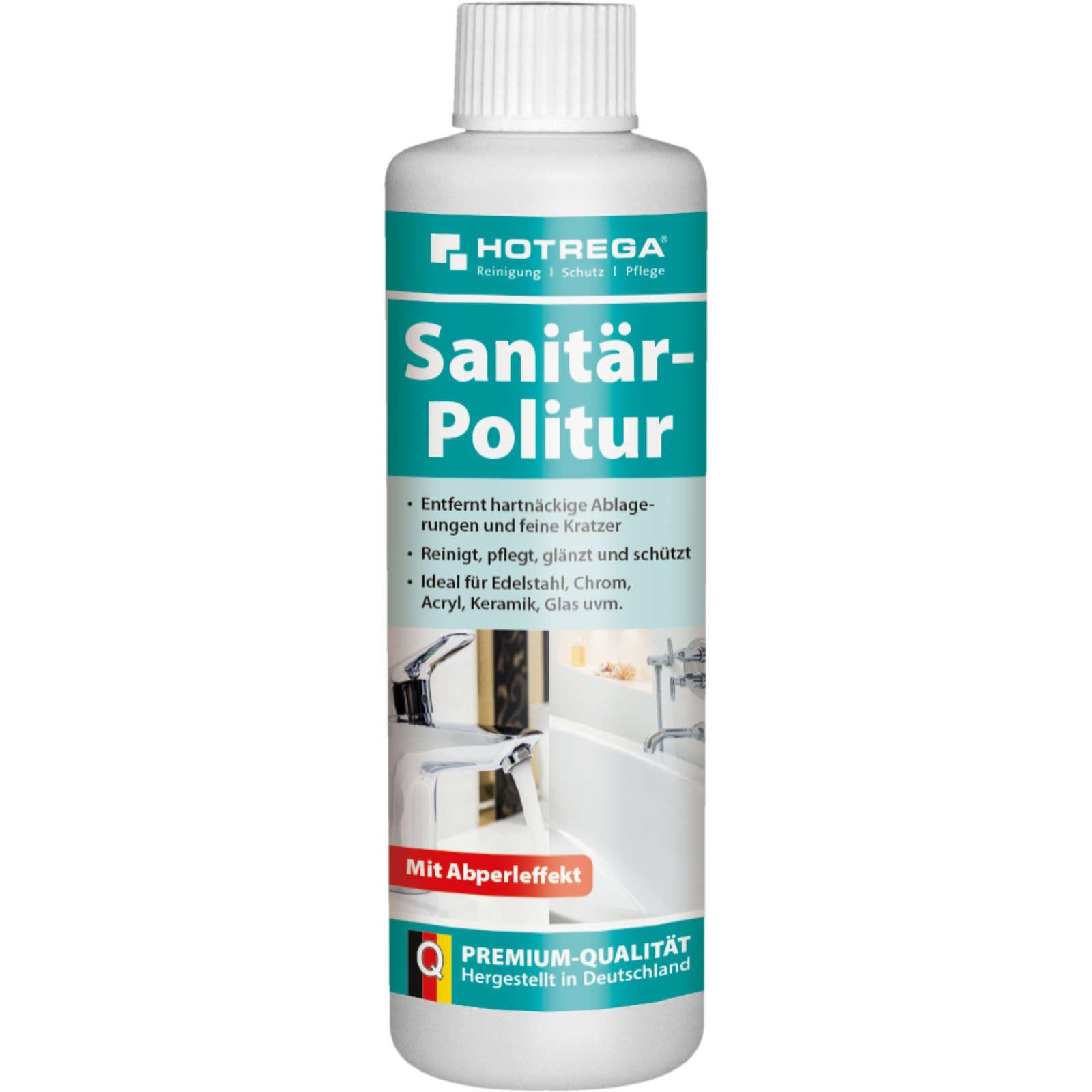 HOTREGA® Sanitär Politur Abperleffekt für Edelstahl Chrom Keramik Glas 250ml Sanitärreiniger