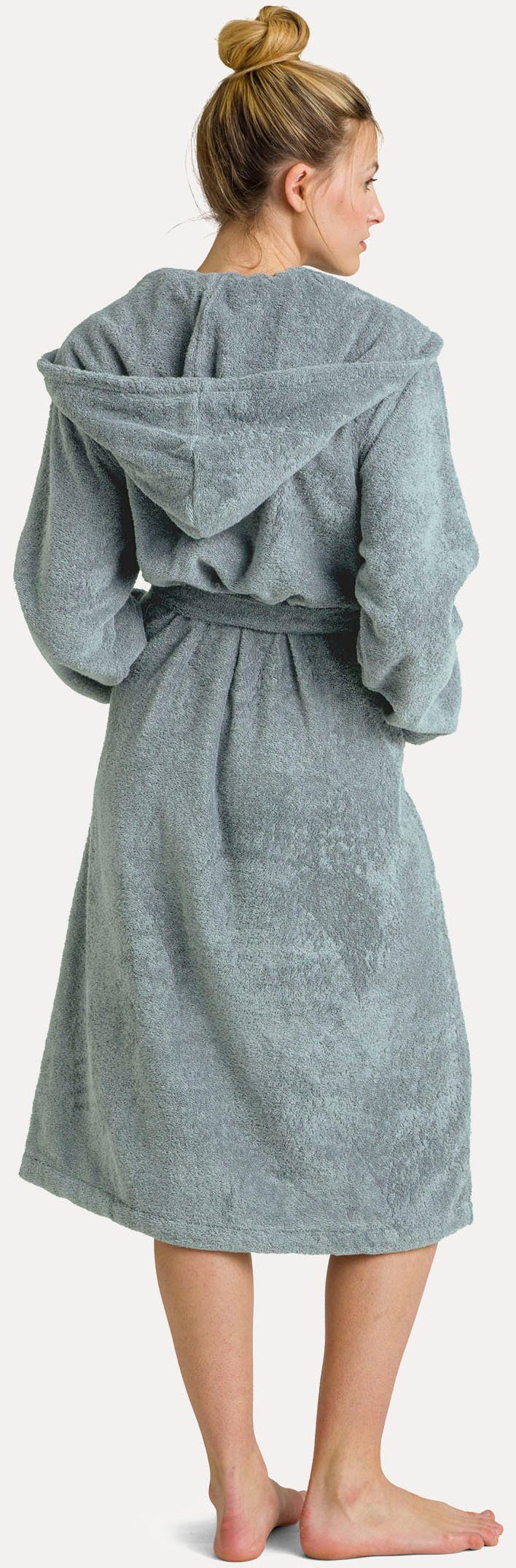 Möve Unisex-Bademantel Superwuschel Kapuze, ideal für Sauna & Spa, Hotelbademantel, Langform, Walkfrottier, Kapuze, Gürtel, in Uni