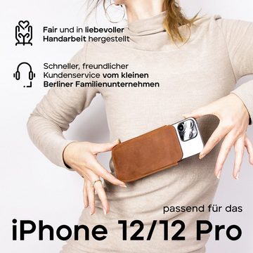 wiiuka Handyhülle sliiv MORE Hülle für iPhone 12 / 12 Pro, Tasche Handgefertigt - Echt Leder, Premium Case