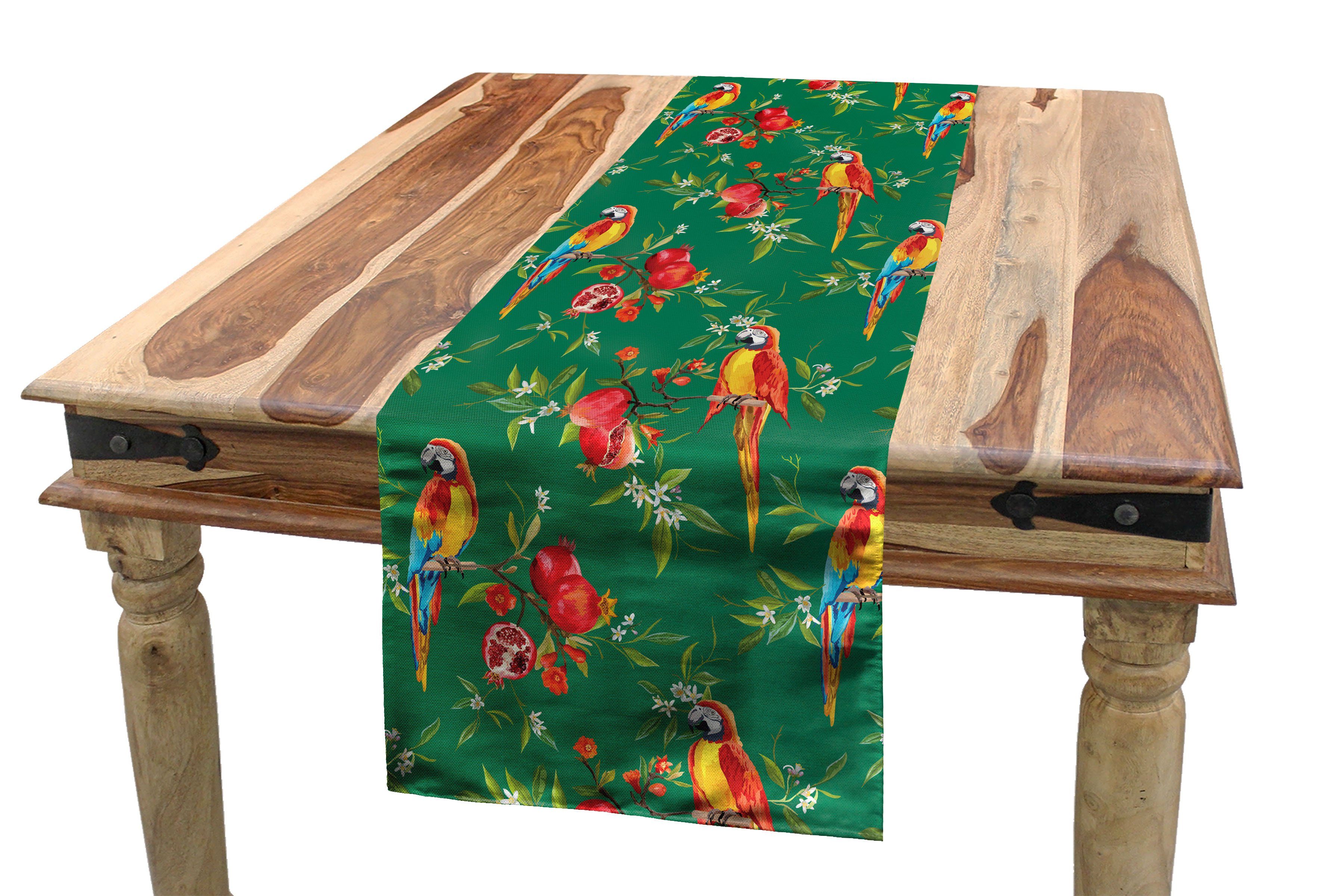 Abakuhaus Tischläufer Esszimmer Küche Rechteckiger Dekorativer Tischläufer, Tropisch Exotische Parrot Granatapfel | Tischläufer