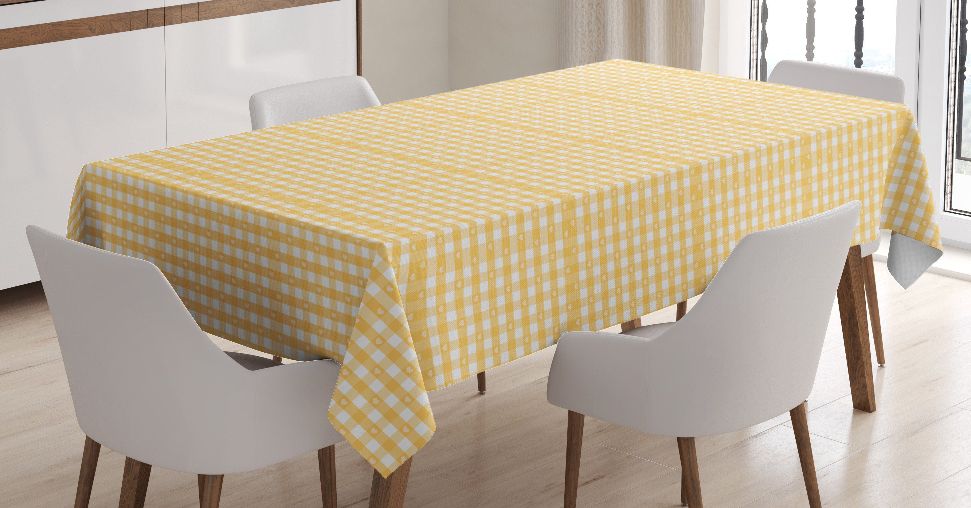 Farben, Für Tischdecke Abakuhaus den Klare karierte Weinlese-Gelb geeignet Waschbar Muster Farbfest Bereich Außen
