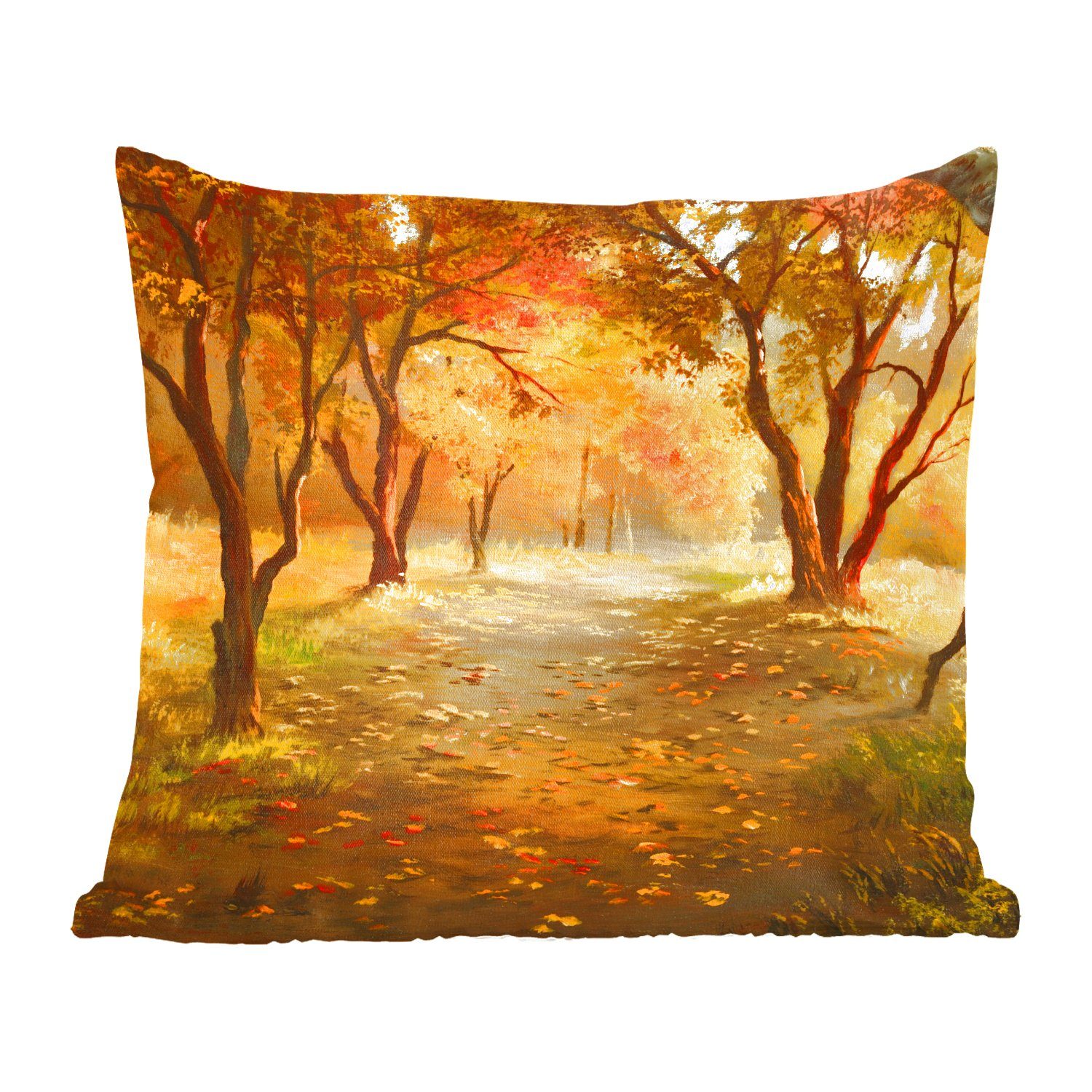 im eines Zierkissen Dekokissen Schlafzimmer, MuchoWow für Sofakissen Wohzimmer, Waldes Deko, Eine Herbst, Illustration mit Füllung