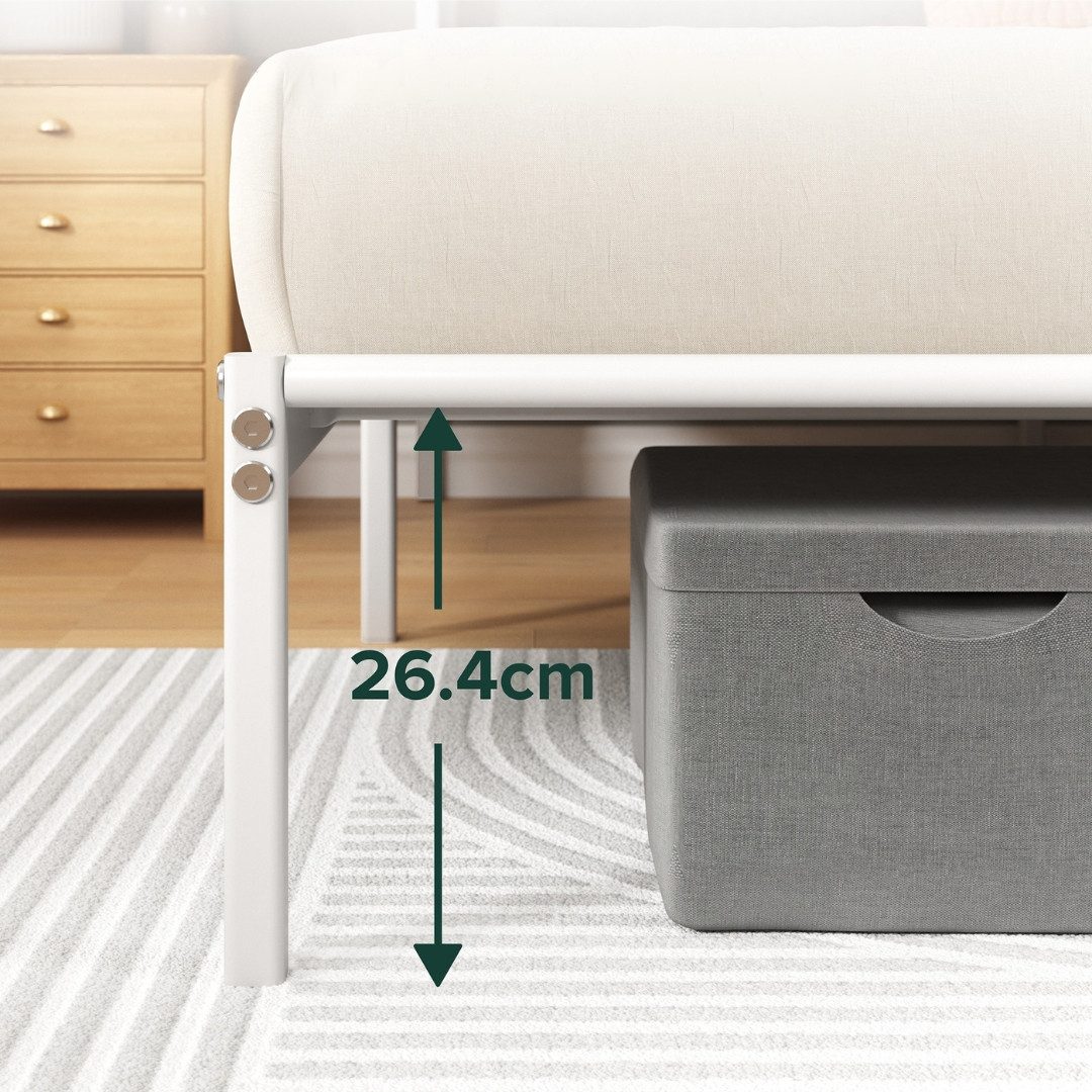 ZINUS Bettgestell Florence Square mit Kopfteil (Weiß, 140x200 cm), Doppel/Einzelbett – Bild 5 von 5