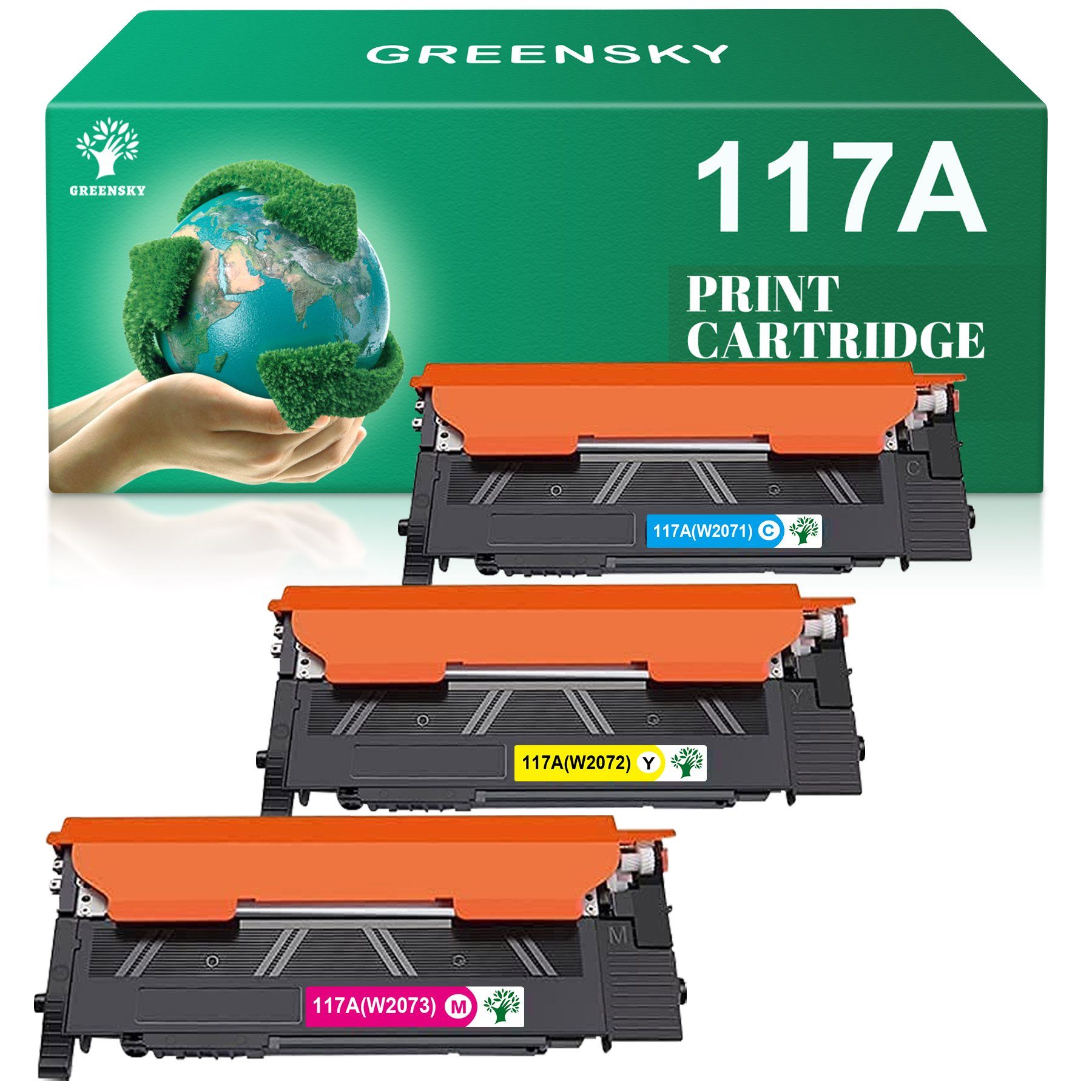inklusive W2071A W2070 für A Greensky Toner Tonerkartusche 117A 117 ersetzt HP chip 3er