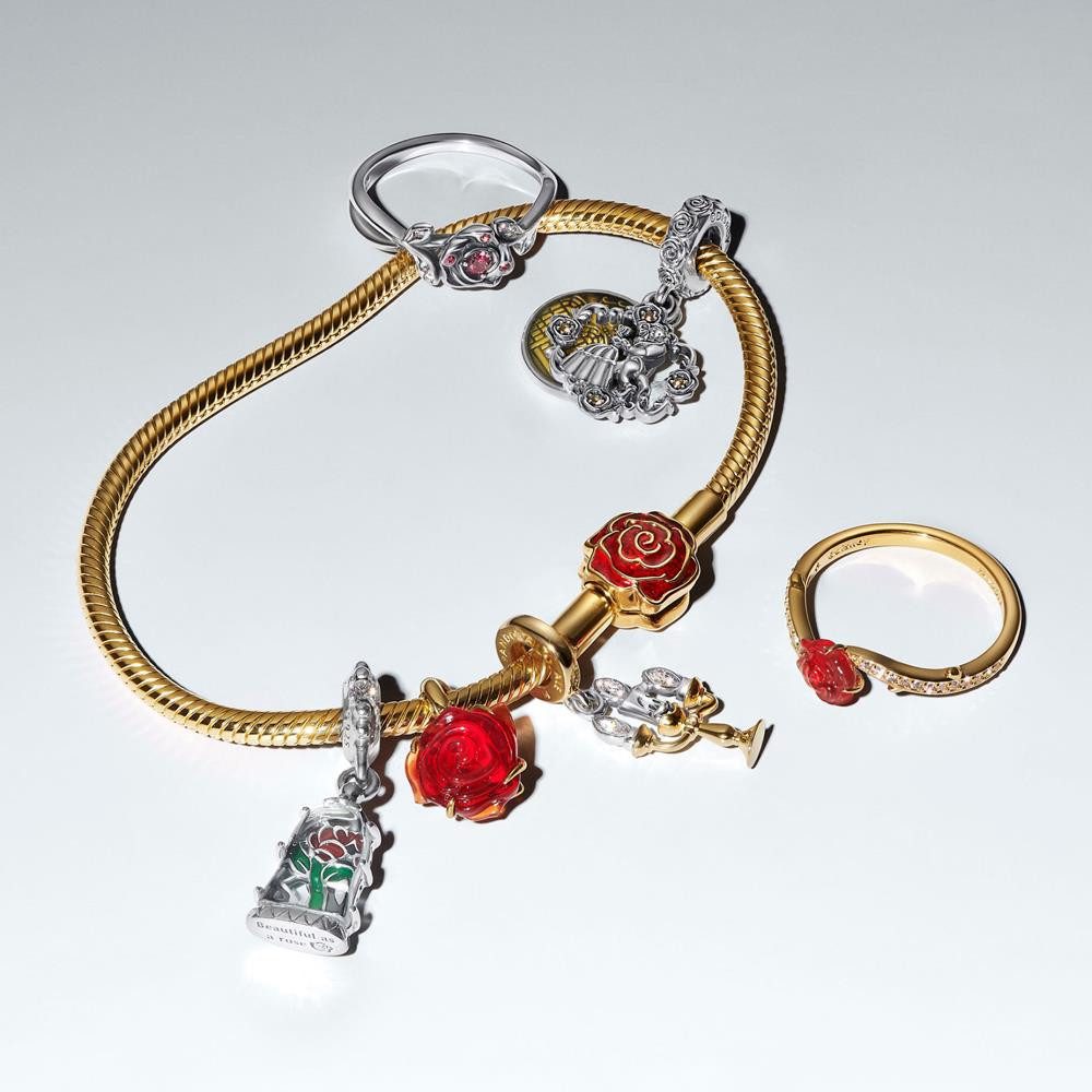 Pandora Fingerring PANDORA Disney Damenring Die Schöne und das Biest, vergoldet