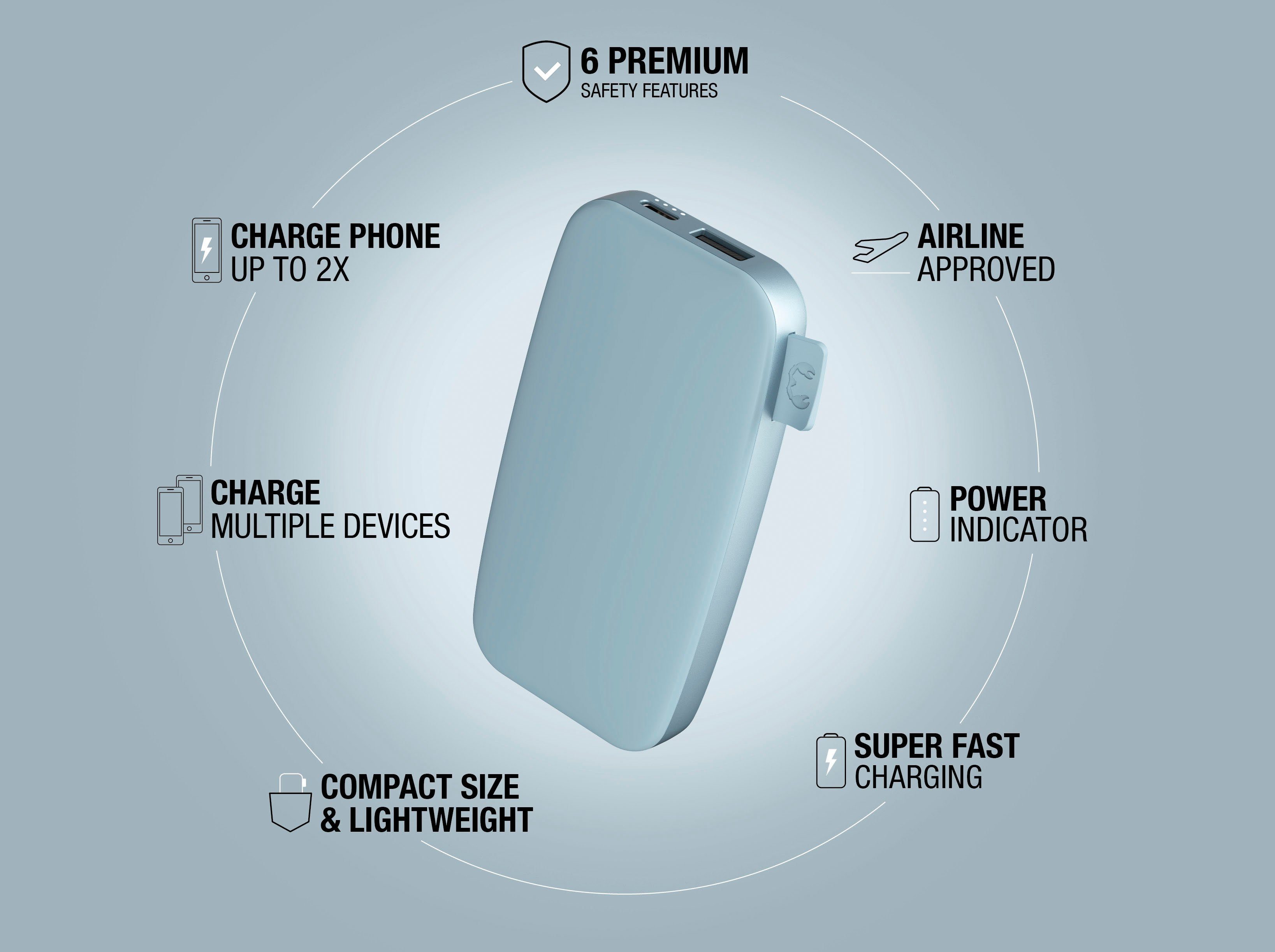 Fresh´n Rebel Power Pack Charge USB-C, Powerbank (5 6000mAh Fast hellblau V) mit