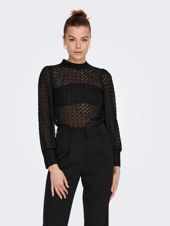 JDY Langarmshirt JDYAVERY L/S LACE TOP JRS NOOS, Normal geschnitten mit  Keyhole Knopfverschluss am Nacken