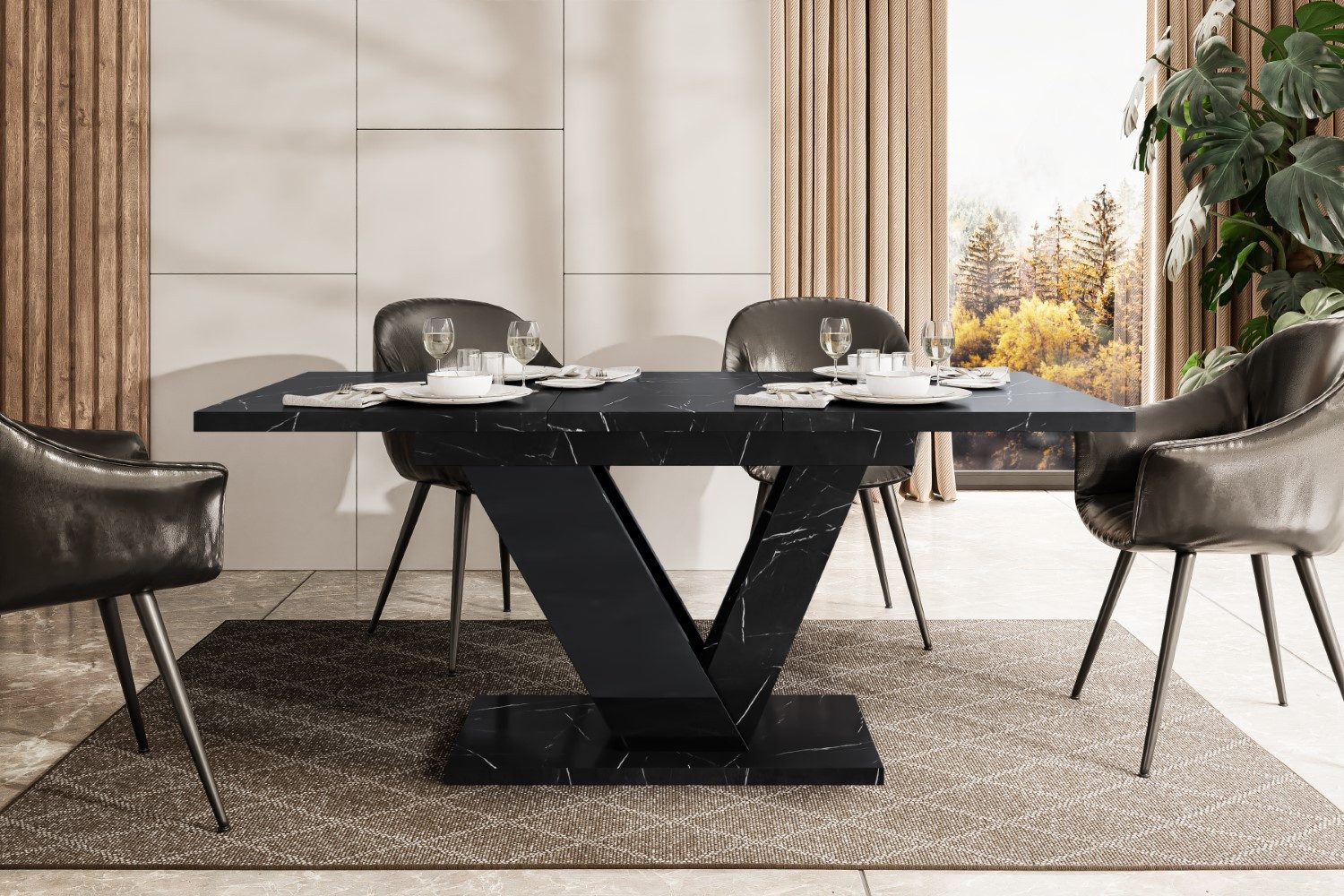 ALTDECOR Esstisch CLASI (Esstisch ausziehbar, Esszimmertische, Tisch Wohnzimmertisch), Esszimmertisch ausziehbar 120 - 160 x 80 x 75 cm – Bild 5 von 5