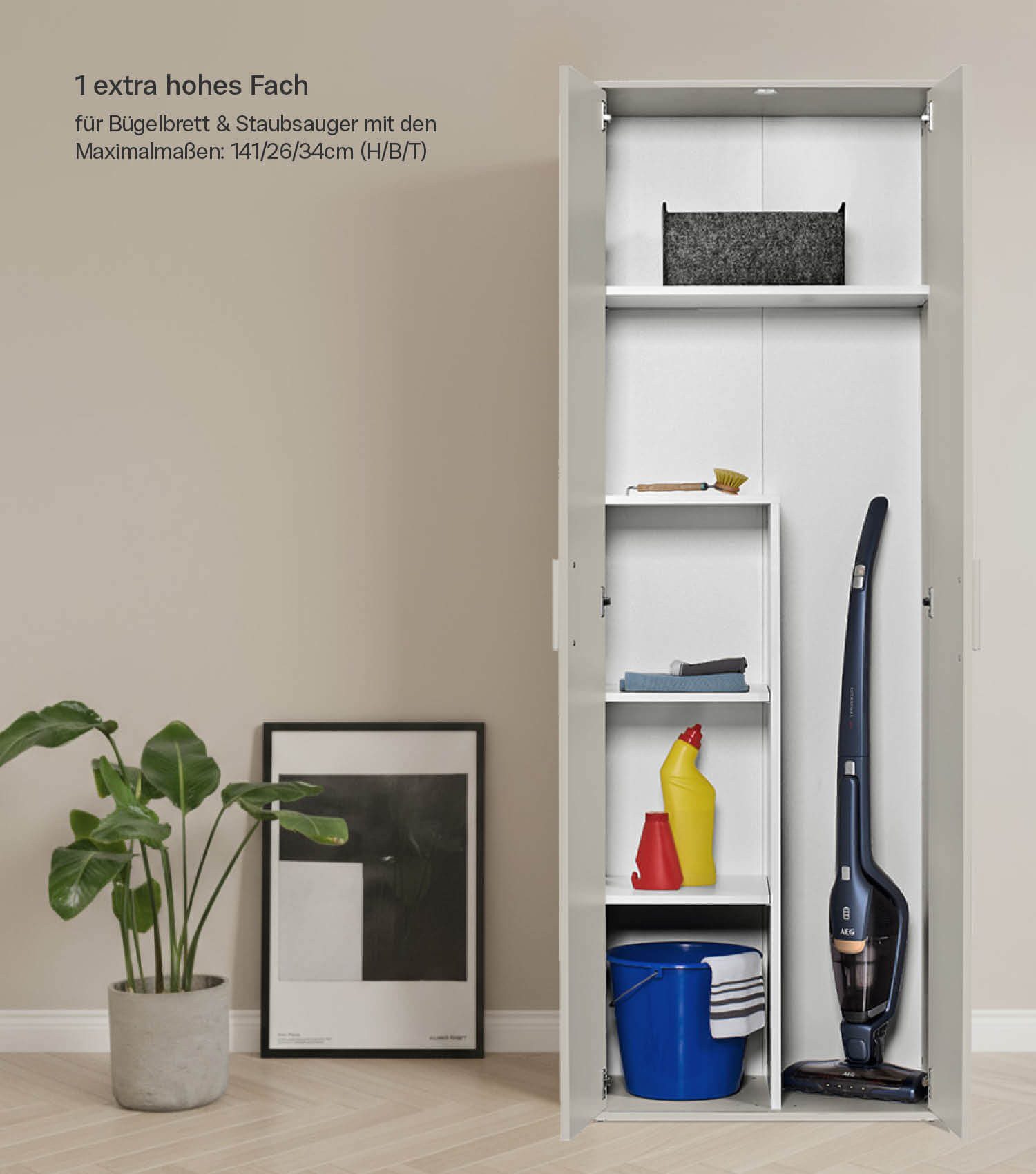 mokebo Mehrzweckschrank Der Lange (60x180 cm, mit Staubsaugerfach) Besensch günstig online kaufen