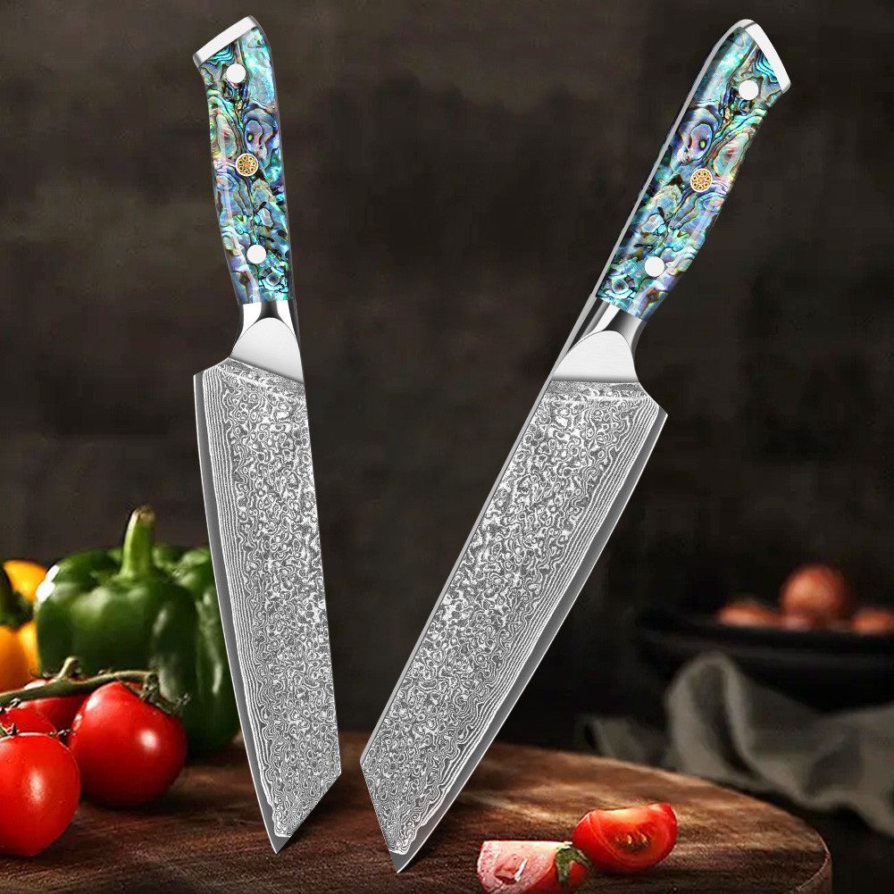 KingLux Damastmesser Damast Kiritsuke Küchenmesser aus 67 Lagen VG-10 Damaststahl