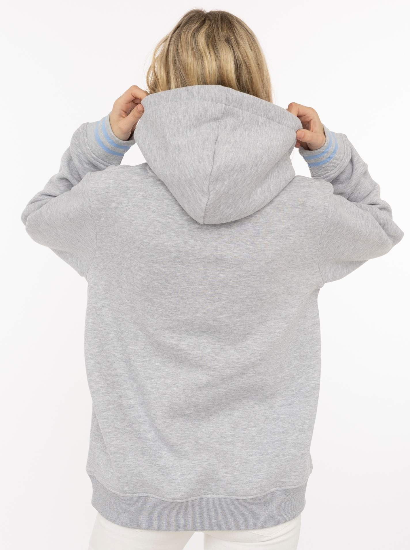 Zwillingsherz Hoodie "MOIN" Motiv mit Anker, gestreifte Ärmelbündchen, Kapuze, Kängurutasche