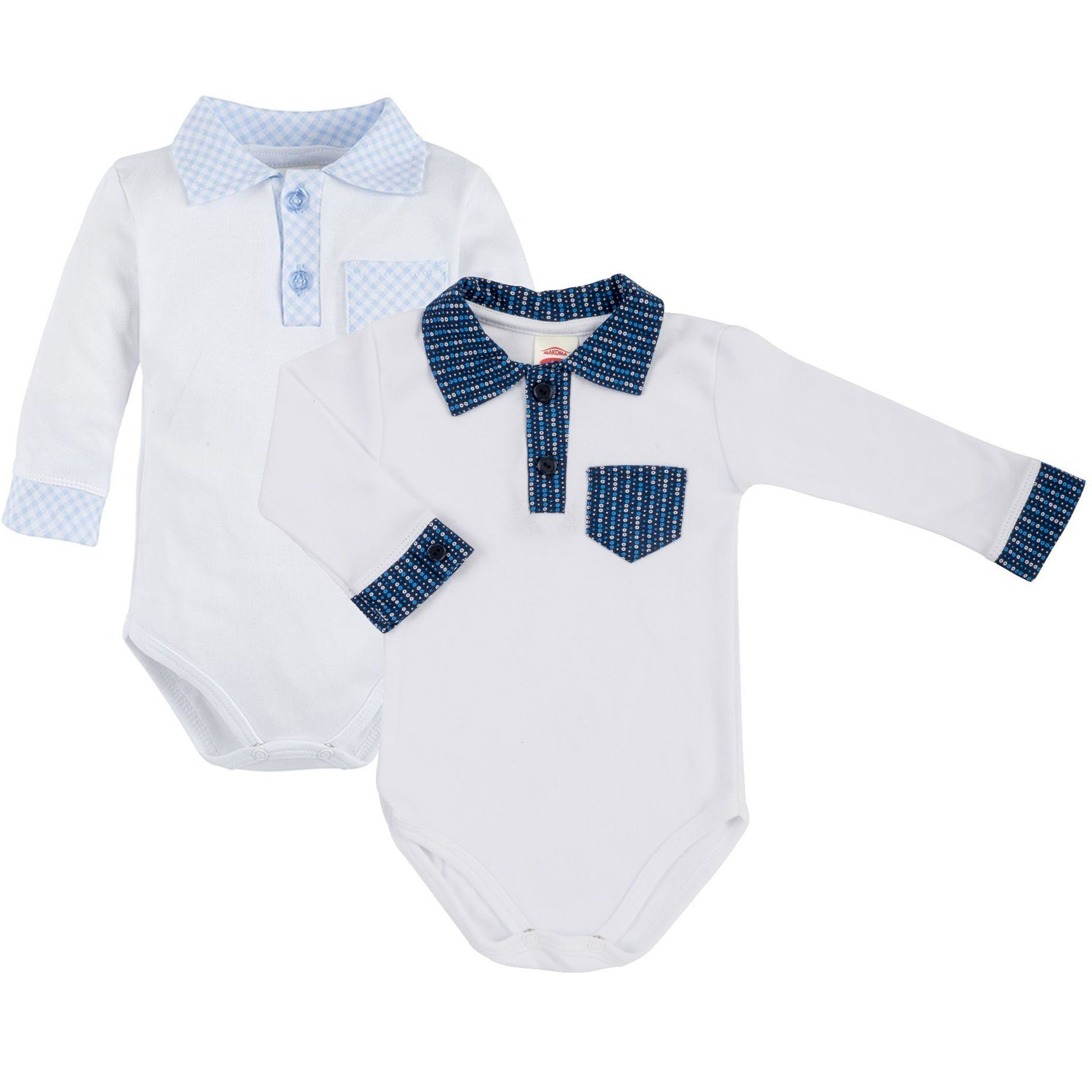 Makoma Hemdbody Baby 100% 2-tlg., Hemd für Hemdbody 2er Pack) Jungen (Spar-Set, Body Langarm Baumwolle