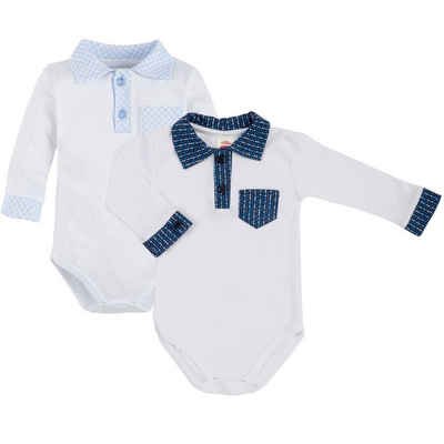 Makoma Hemdbody Baby Body Langarm Hemdbody Hemd für Jungen (Spar-Set, 2-tlg., 2er Pack) 100% Baumwolle