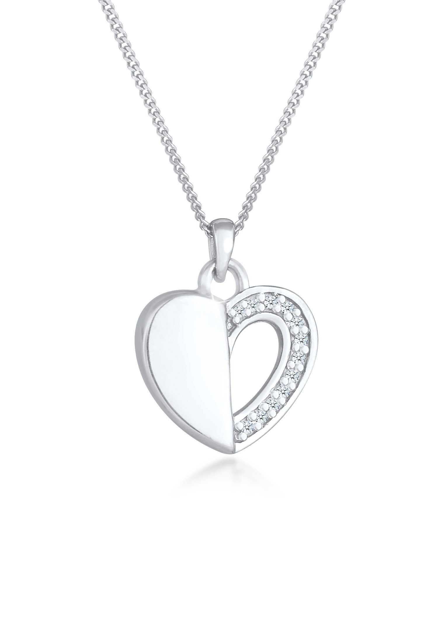 Elli DIAMONDS Kette mit Anhänger Herz Ewigkeit Diamant (0.06 ct) 925 Silber, Diamant